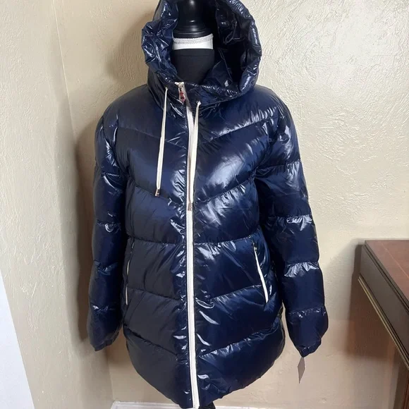 ❤️Kate Spade NWT Glossy Blue Puffer Coat.Size XL.
